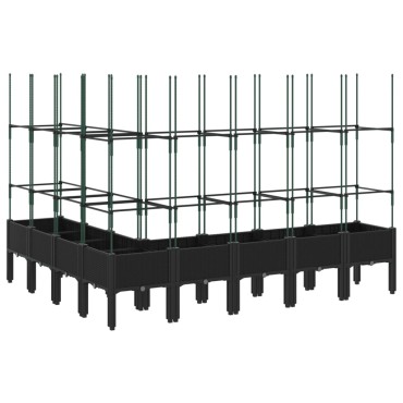 vidaXL Ζαρντινιέρα Κήπου με Καφασωτό Μαύρη 200 x 160 x 142,5εκ. από PP
