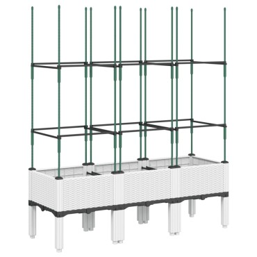 vidaXL Ζαρντινιέρα Κήπου με Καφασωτό Λευκή 120x40x142,5 εκ. από PP
