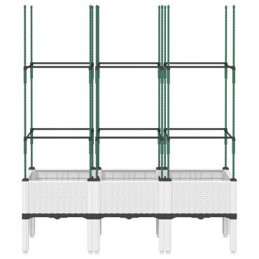vidaXL Ζαρντινιέρα Κήπου με Καφασωτό Λευκή 120x40x142,5 εκ. από PP