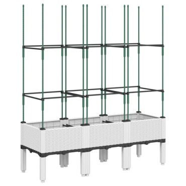 vidaXL Ζαρντινιέρα Κήπου με Καφασωτό Λευκή 120x40x142,5 εκ. από PP