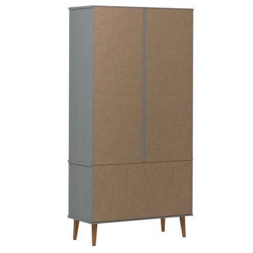 vidaXL Βιτρίνα MOLDE Γκρι 90x35x175cm από Μασίφ Ξύλο Πεύκου 1 τεμ.