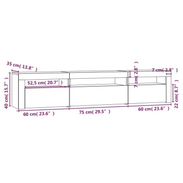 vidaXL Έπιπλο Τηλεόρασης με LED Καφέ Δρυς 195x35x40cm