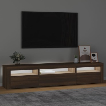vidaXL Έπιπλο Τηλεόρασης με LED Καφέ Δρυς 195x35x40cm