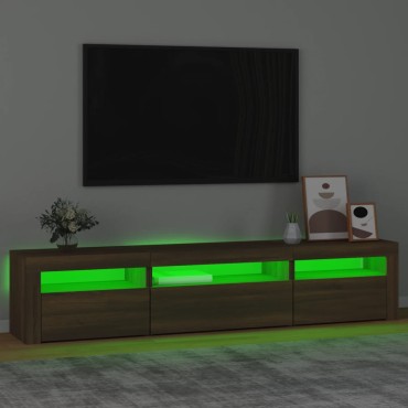 vidaXL Έπιπλο Τηλεόρασης με LED Καφέ Δρυς 195x35x40cm