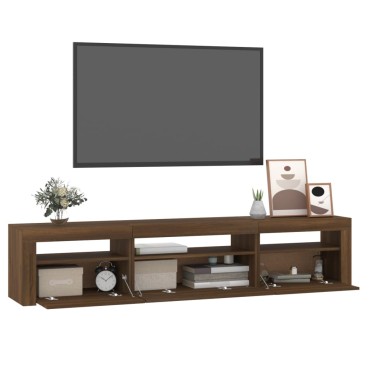 vidaXL Έπιπλο Τηλεόρασης με LED Καφέ Δρυς 195x35x40cm