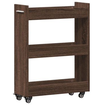 vidaXL Έπιπλο με Ρόδες Καφέ Δρυς 60x22x79cm Επεξεργασμένο Ξύλο 1 τεμ.