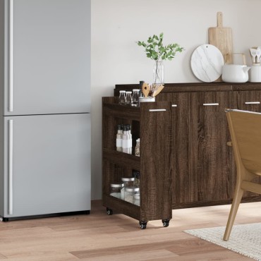 vidaXL Έπιπλο με Ρόδες Καφέ Δρυς 60x22x79cm Επεξεργασμένο Ξύλο 1 τεμ.