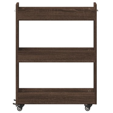 vidaXL Έπιπλο με Ρόδες Καφέ Δρυς 60x22x79cm Επεξεργασμένο Ξύλο 1 τεμ.