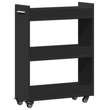 vidaXL Έπιπλο με Ρόδες Μαύρο 60x22x79cm από Επεξεργασμένο Ξύλο 1 τεμ.