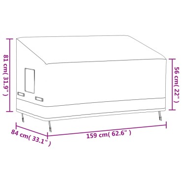 vidaXL Καλύμματα Τριθέσιων Πάγκων 2 τεμ. Μαύρα 159x84x56/81cm Ύφ.Oxford