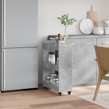 vidaXL Έπιπλο με Ρόδες Γκρι Σκυρ. 60x22x79cm από Επεξεργασμένο Ξύλο 1 τεμ.