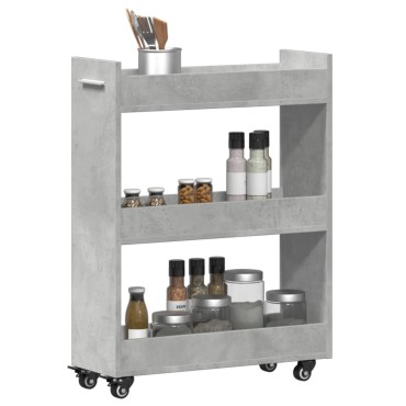 vidaXL Έπιπλο με Ρόδες Γκρι Σκυρ. 60x22x79cm από Επεξεργασμένο Ξύλο 1 τεμ.