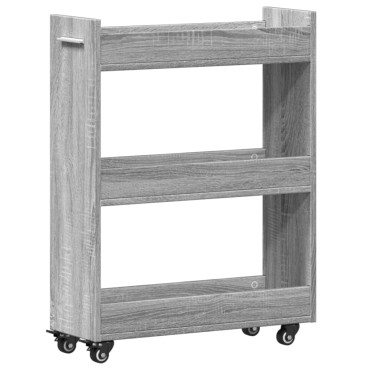 vidaXL Έπιπλο με Ρόδες Γκρι Sonoma 60x22x79cm από Επεξεργασμένο Ξύλο 1 τεμ.