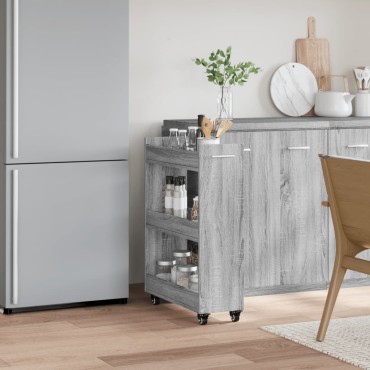 vidaXL Έπιπλο με Ρόδες Γκρι Sonoma 60x22x79cm από Επεξεργασμένο Ξύλο 1 τεμ.
