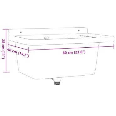 vidaXL Νιπτήρας Βοηθητικός Επίτοιχος Λευκός 60x40x28 εκ. από Ρητίνη