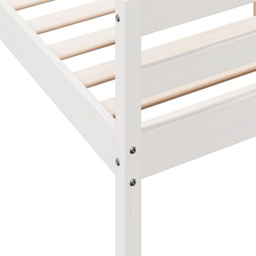 vidaXL Σκελετός Κρεβ. Χωρίς Στρώμα Λευκό 140x200cm Μασίφ Πεύκο 1 τεμ. - Διπλό