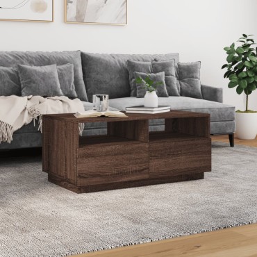 vidaXL Τραπεζάκι Σαλονιού με LED Καφέ Δρυς 90x49x40cm 1 τεμ.
