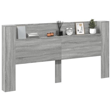vidaXL Κεφαλάρι με Αποθηκ. Χώρο & LED Γκρι Sonoma 200x16,5x103,5cm 1 τεμ.