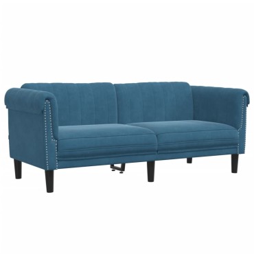 vidaXL Σετ Σαλονιού 2 τεμ. Μπλε από Βελούδο 182x77x74cm  Διθέσιος Τριθέσιος