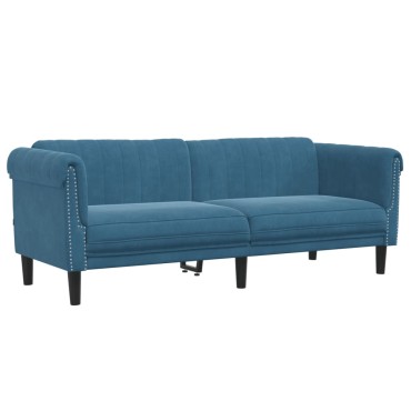 vidaXL Σετ Σαλονιού 2 τεμ. Μπλε από Βελούδο 182x77x74cm  Διθέσιος Τριθέσιος