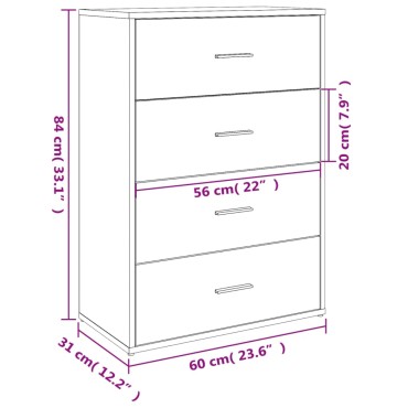 vidaXL Βοηθητικό Ντουλάπι Λευκό 60x31x84cm από Επεξεργασμένο Ξύλο 1 τεμ.