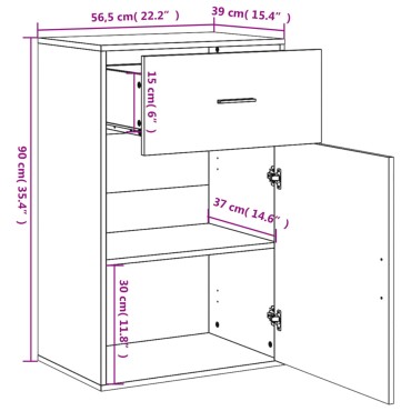 vidaXL Ραφιέρα με Ντουλάπια Γκρι Sonoma 56,5x39x90cm Επεξ. Ξύλο 1 τεμ.