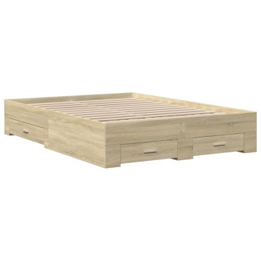 vidaXL Πλαίσιο Κρεβατιού με συρτάρια Sonoma Δρυς 120x190εκ. Επεξ. Ξύλο