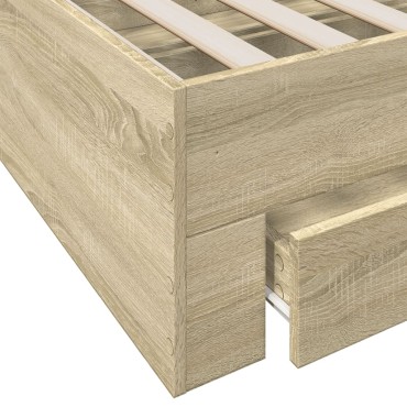 vidaXL Πλαίσιο Κρεβατιού με συρτάρια Sonoma Δρυς 120x190εκ. Επεξ. Ξύλο
