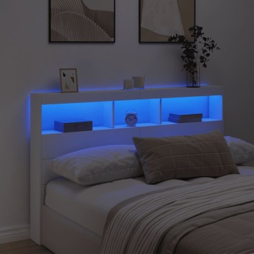 vidaXL Κεφαλάρι με Αποθηκευτικό Χώρο και LED Λευκό 160x17x102cm 1 τεμ.