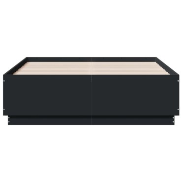vidaXL Πλαίσιο Κρεβατιού Μαύρο 140 x 190 εκ. Επεξεργασμένο Ξύλο