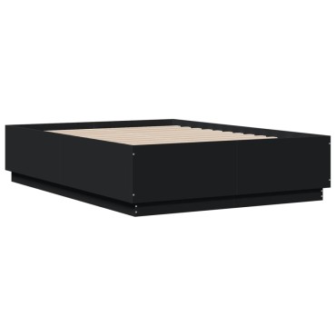 vidaXL Πλαίσιο Κρεβατιού Μαύρο 140 x 190 εκ. Επεξεργασμένο Ξύλο