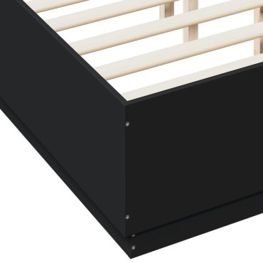 vidaXL Πλαίσιο Κρεβατιού Μαύρο 140 x 190 εκ. Επεξεργασμένο Ξύλο