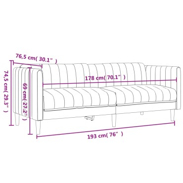vidaXL Σετ Καναπέ 2 τεμ. Taupe Υφασμάτινο 176x76,5x74,5cm  Διθέσιος Τριθέσιος