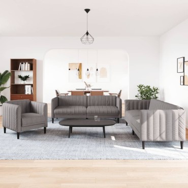 Σετ Σαλονιού 3 τεμ. Taupe Υφασμάτινο 69x76,5x74,5cm  Διθέσιος Τριθέσιος