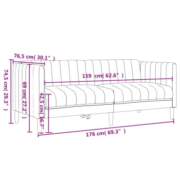 Σετ Σαλονιού 3 τεμ. Taupe Υφασμάτινο 69x76,5x74,5cm  Διθέσιος Τριθέσιος