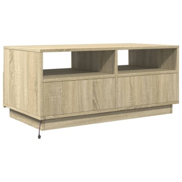 vidaXL Τραπεζάκι Σαλονιού με Φώτα LED Sonoma Δρυς 90x49x40cm 1 τεμ.