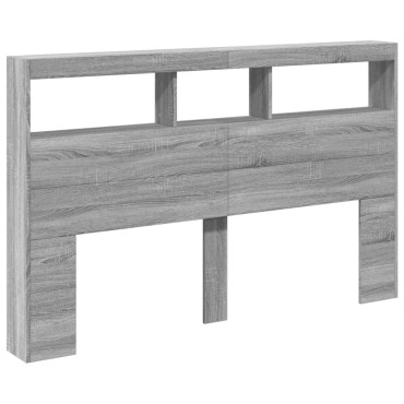vidaXL Κεφαλάρι με Αποθηκ. Χώρο & LED Γκρι Sonoma 160x17x102cm 1 τεμ.