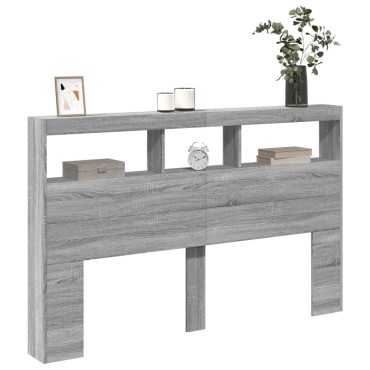 vidaXL Κεφαλάρι με Αποθηκ. Χώρο & LED Γκρι Sonoma 160x17x102cm 1 τεμ.