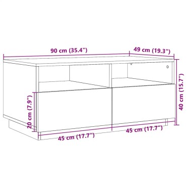 vidaXL Τραπεζάκι Σαλονιού με Φώτα LED Καπνιστή Δρυς 90x49x40cm 1 τεμ.