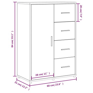 vidaXL Βοηθητικό Ντουλάπι Λευκό 60x31x84cm από Επεξεργασμένο Ξύλο 1 τεμ.