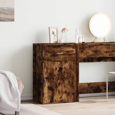 vidaXL Ραφιέρα με Ντουλάπια Καπνιστή Δρυς 56,5x39x90cm Επεξ. Ξύλο 1 τεμ.