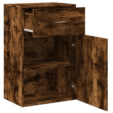 vidaXL Ραφιέρα με Ντουλάπια Καπνιστή Δρυς 56,5x39x90cm Επεξ. Ξύλο 1 τεμ.