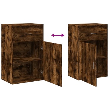 vidaXL Ραφιέρα με Ντουλάπια Καπνιστή Δρυς 56,5x39x90cm Επεξ. Ξύλο 1 τεμ.