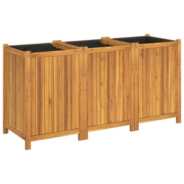 vidaXL Ζαρντινιέρα Κήπου με Επένδυση 150x50x75 εκ. Μασίφ Ξύλο Ακακίας