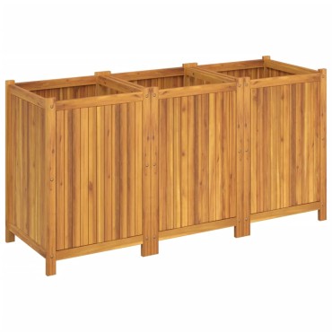vidaXL Ζαρντινιέρα Κήπου με Επένδυση 150x50x75 εκ. Μασίφ Ξύλο Ακακίας
