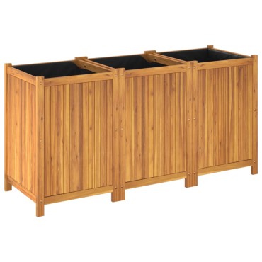 vidaXL Ζαρντινιέρα Κήπου με Επένδυση 150x50x75 εκ. Μασίφ Ξύλο Ακακίας