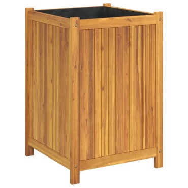 vidaXL Ζαρντινιέρα Κήπου με Επένδυση 50x50x75 εκ. Μασίφ Ξύλο Ακακίας