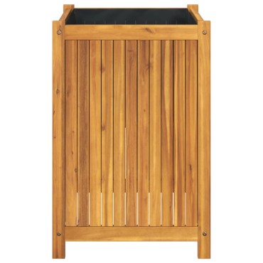 vidaXL Ζαρντινιέρα Κήπου με Επένδυση 50x50x75 εκ. Μασίφ Ξύλο Ακακίας