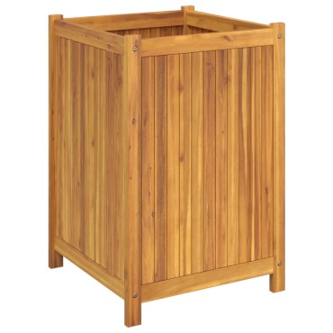 vidaXL Ζαρντινιέρα Κήπου με Επένδυση 50x50x75 εκ. Μασίφ Ξύλο Ακακίας