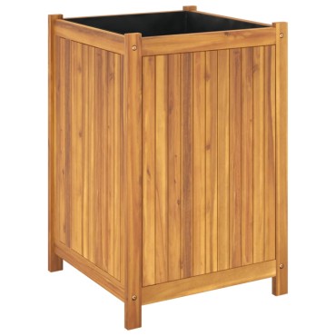 vidaXL Ζαρντινιέρα Κήπου με Επένδυση 50x50x75 εκ. Μασίφ Ξύλο Ακακίας